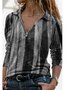 Women Vintage Printed V Neck Long Sleeve Top