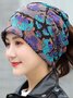 Women Vintage Multicolor Geometric Floral Printed Casual Knitted Hat