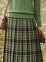 Green Plaid Printed Vintage Casual A-line Skirt