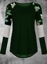 Floral-Print Long Sleeve Crew Neck Casual Top