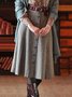 Gray Vintage Casual Buttoned A-Line Skirt