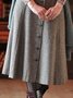 Gray Vintage Casual Buttoned A-Line Skirt