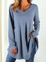 Long Sleeve Holiday Shift V Neck Top