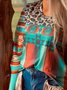 Geometric Casual Long Sleeve Shift Top