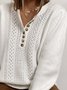 Long Sleeve  Cotton-blend  Crew Neck Casual  Winter  White Knit