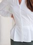 White Ruffled Shirt Collar Casual A-line Blouse
