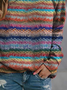 Plus size Long Sleeve Casual Striped Shirts & Tops