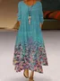 New Women Chic Vintage Holiday Casual Floral V Neck Boho A-Line Weaving Dress