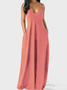 Women Sleeveless Casual Solid Maxi Weaving Dress