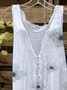 Women's Summer Cotton Floral-Print Work Cold Shoulder Tank Top