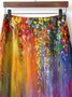 Multicolor Floral Printed Vintage Casual Skirt