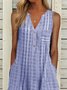 Women Casual Stripes Stand Collar Summer Dresses Maxi Dresses