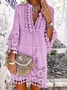 Women 3/4 Sleeve V Neck Holiday Boho Dresses