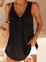 Cotton-Blend Shift Crew Neck Tank & Cami
