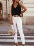 Vintage Tied Detail Sleeveless Solid V Neck Casual Vest Top