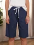 Women Casual Linen & Cotton Bottoms Shorts