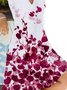 Women Floral Short Sleeve Printed V neck Vintage Summer Dress