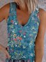Boho V Neck Paisley Cotton-Blend Tank & Cami