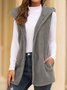 Vintage Solid Pockets Hoodie Casual Sleeveless Vest Outerwear