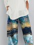 Printed Pockets Casual Pants