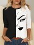 Printed Long Sleeve Crew Neck Casual T-shirt