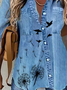 Denim Casual Printed Blouse