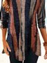 Brown Stripes Printed Casual Long Sleeve Shift Top
