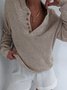 V Neck Casual Plain Sweater