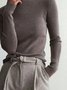 Khaki Basic Casual Turtleneck Knitted Long Sleeve Sweater