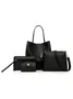 Simple Casual Work 4PCS Set PU Magnetic Closure Crossbody Bag Tote Clutch Purse Shoulder Handbag