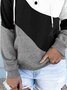 Vintage Color-block Long Sleeve Hoodie Plus Size Casual Sweatshirts