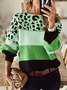 Crew Neck Leopard Long Sleeve Sweater