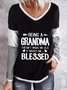 Casual Long Sleeve V Neck Printed Top T-shirt