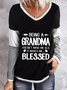 Casual Long Sleeve V Neck Printed Top T-shirt