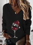 Casual Wine Glass Christmas Sweatshirt Xmas Hoodies