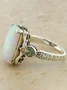 Vintage White Opal Ancient Silver Ring