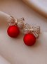 Rhinestone Bowknot Christmas Elegant Valentine's Day Dangle Earrings