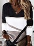 V neck Casual Striped Sweatshirt