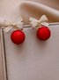 Rhinestone Bowknot Christmas Elegant Valentine's Day Dangle Earrings