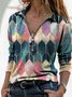 Women Casual Multicolor Long Sleeve Shirt