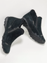 Faux Leather Panel Zip and Fleece Soft Ankle Ankle Boots