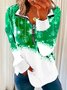 Lapel Casual Cotton Blends Christmas Hoodies & Sweatshirt