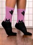 Black Cat Head Color Matching Casual Socks