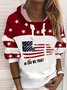 Color-block Stars Flag Letters Printed Hoodie Long Sleeve Casual Sweatshirt