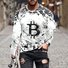 Casual Round Neck Long Sleeve 3D Bitcoin Digital Printing Slim Pullover Men's T-shirt