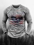 Men's American Eagle Stars and Stripes Graphic Print Round Neck Long Sleeve Tee