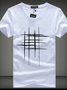 Casual plus size geometric line printing  t-shirt