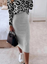 Casual Leopard Crew Neck Long sleeve Two Piece Sets