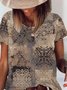 Casual Geometric Printed Round Neck Loosen Shirt & Top