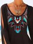 Loosen Tribal Crew Neck Long sleeve Knit Dress
